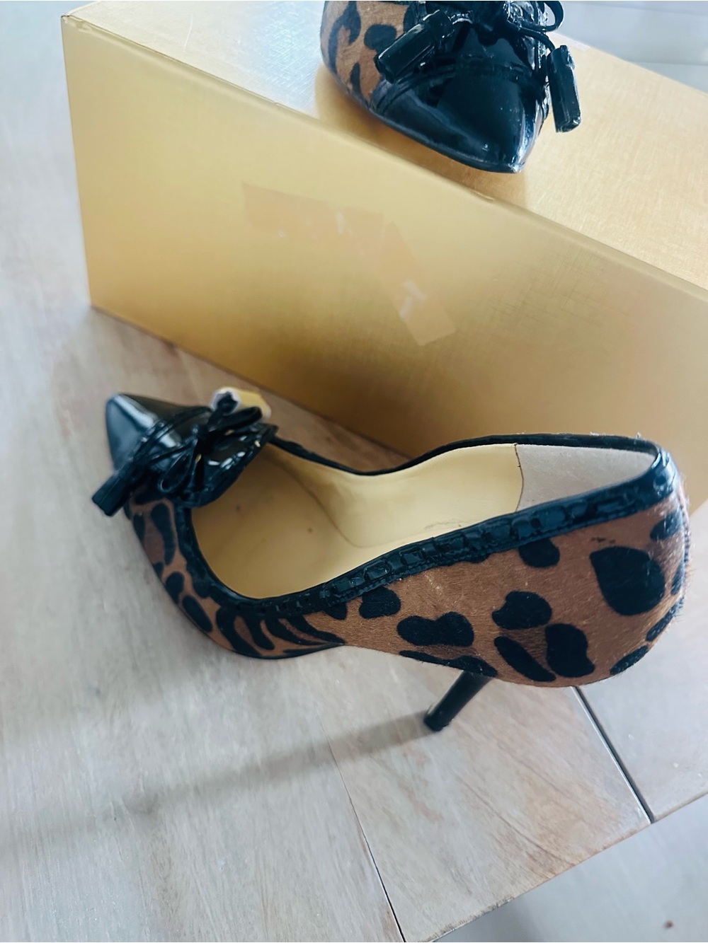 Nordstrom Leopard-Print Pointed Toe Heels with Black Tassel Trim